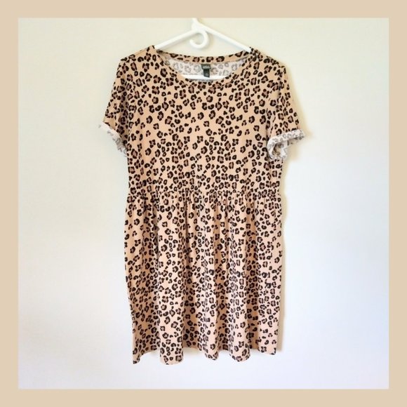 Cotton Leopard Babydoll Dress- Wild Fable, Sz Medium - Picture 2 of 4